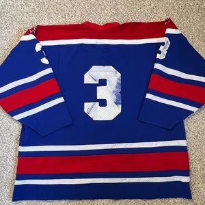 American Sewing Hockey Jersey Red White and Blue XL